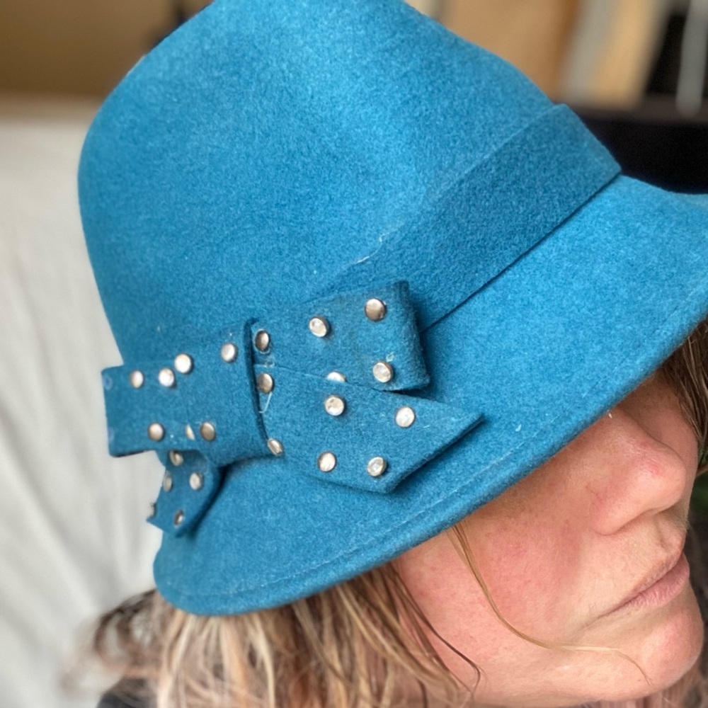 Blue/Teal 100% Wool Phandora Bucket Hat